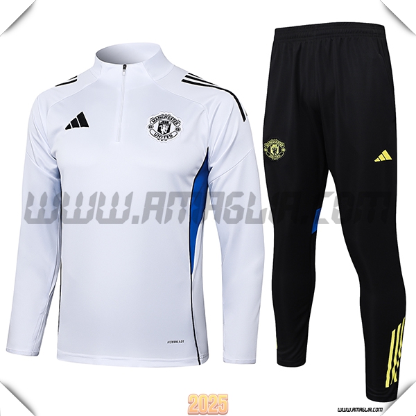 Tuta Calcio Manchester United Bianco/Blu 2025 2026