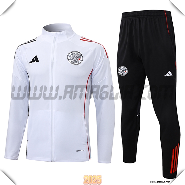 Tuta Calcio Giacca Ajax Bianco/Nero/Rosso 2025 2026