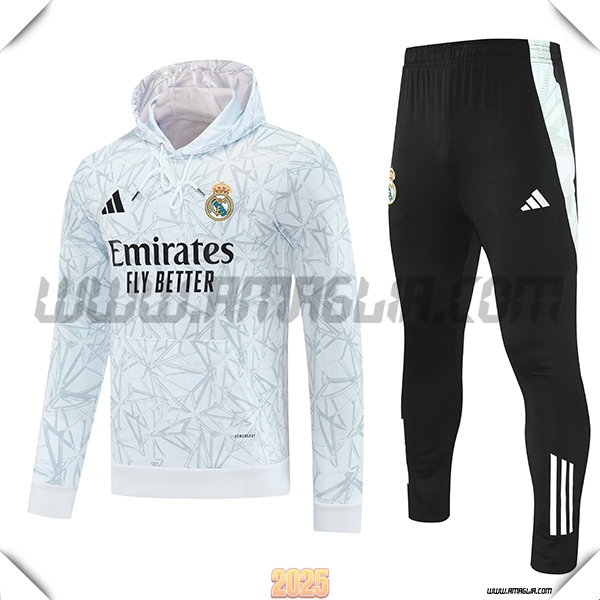Giacca Con Cappuccio Tuta Real Madrid Bianco/Grigio 2025 2026