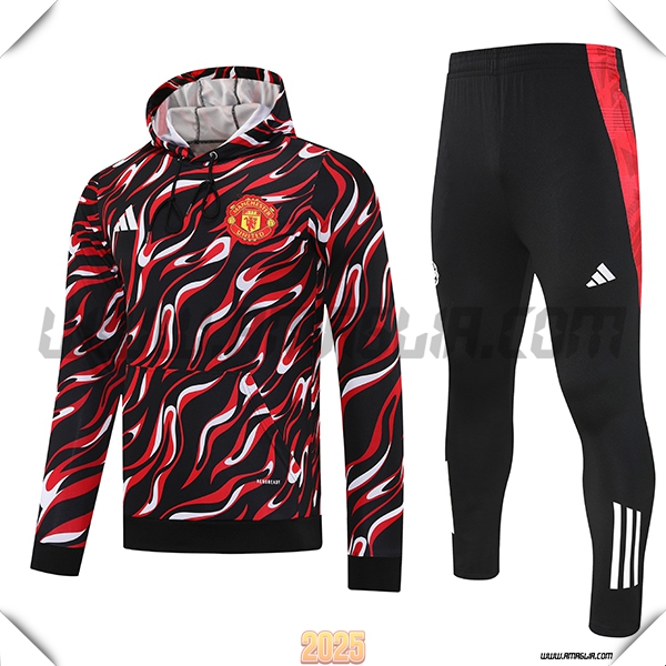 Giacca Con Cappuccio Tuta Manchester United Rosso/Nero/Bianco 2025 2026