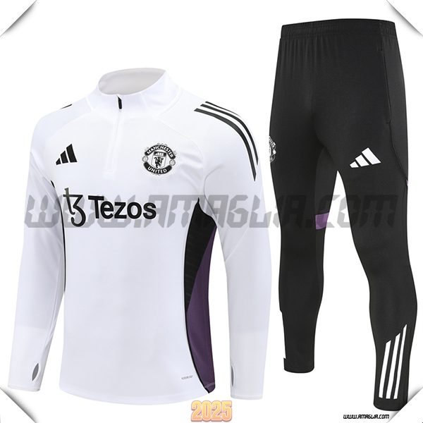 Tuta Calcio Manchester United Bianco/viola/Nero 2025 2026