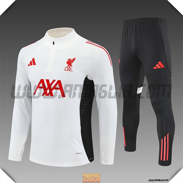 Tuta Calcio FC Liverpool Bambino Beige/Nero/Rosso 2025 2026