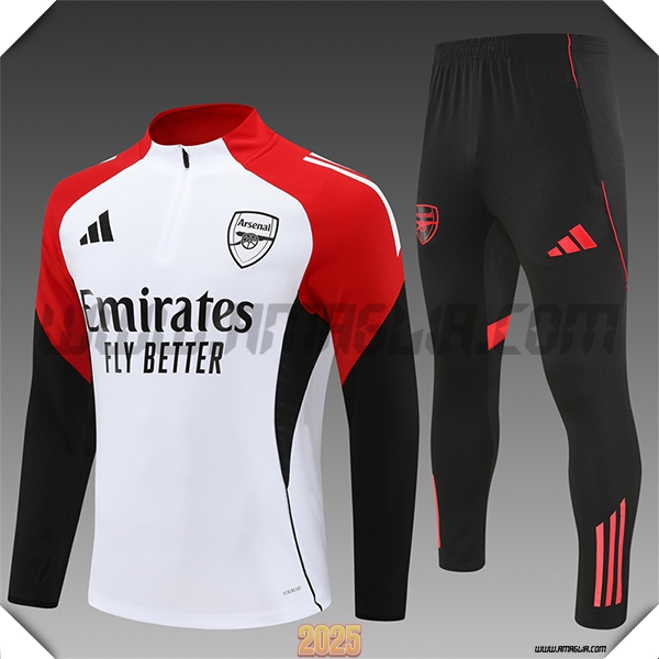 Tuta Calcio Arsenal Bambino Bianco/Rosso/Nero 2025 2026