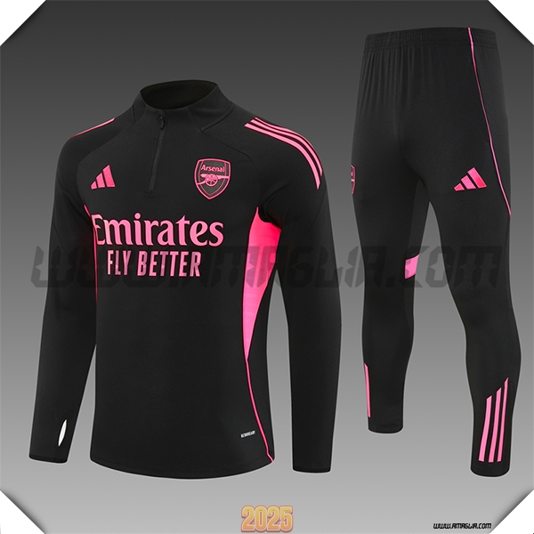 Tuta Calcio Arsenal Bambino Nero/Rosa 2025 2026