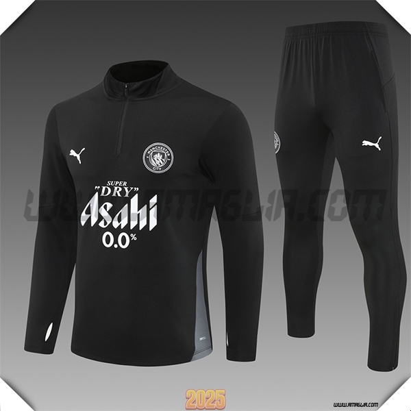 Tuta Calcio Manchester City Bambino Nero/Grigio/Bianco 2025 2026