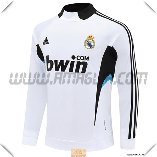 Felpa Allenamento Real Madrid Bianco/Nero/Blu 2025 2026