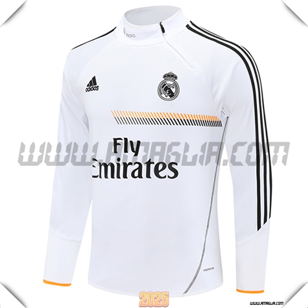Felpa Allenamento Real Madrid Bianco/Nero/Arancia 2025 2026