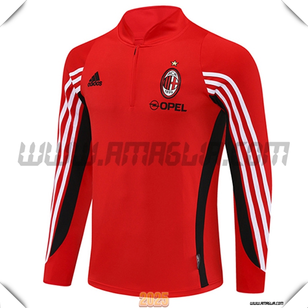 Felpa Allenamento AC Milan Rosso/Nero/Bianco 2025 2026