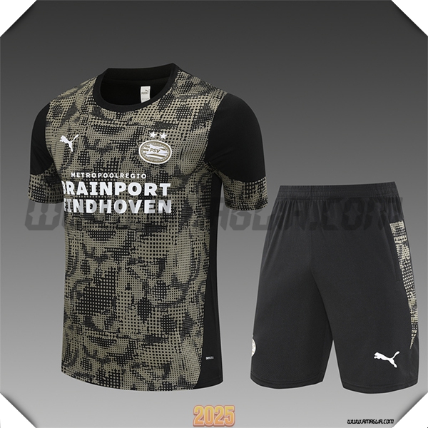 T Shirt Allenamento PSV Eindhoven Bambino Marrone/Nero 2025 2026