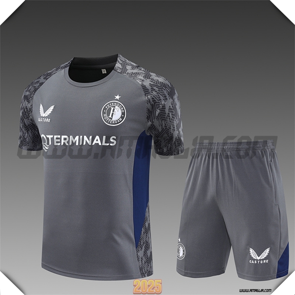 T Shirt Allenamento Feyenoord Bambino Grigio/Blu 2025 2026
