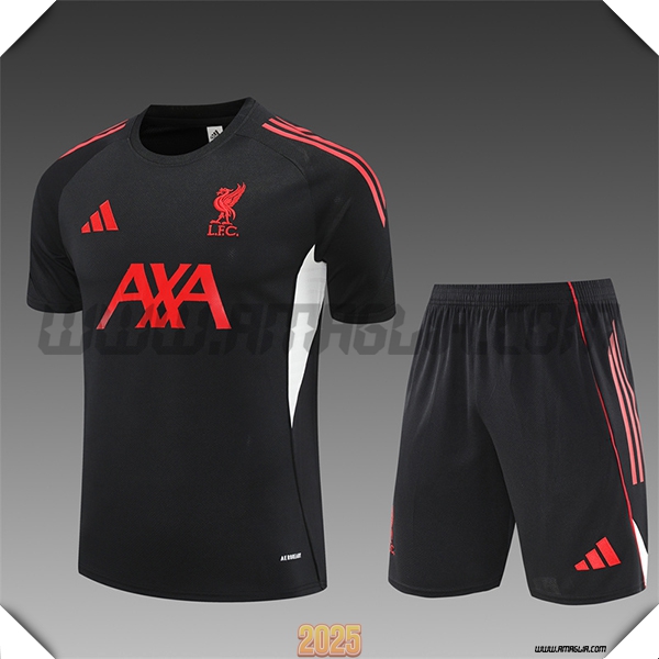 T Shirt Allenamento FC Liverpool Bambino Nero/Rosso 2025 2026