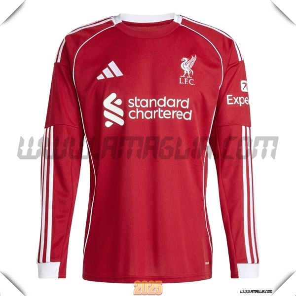 Nuovo Maglia da FC Liverpool Maniche lunghe Prima 2025 2026 Rosso