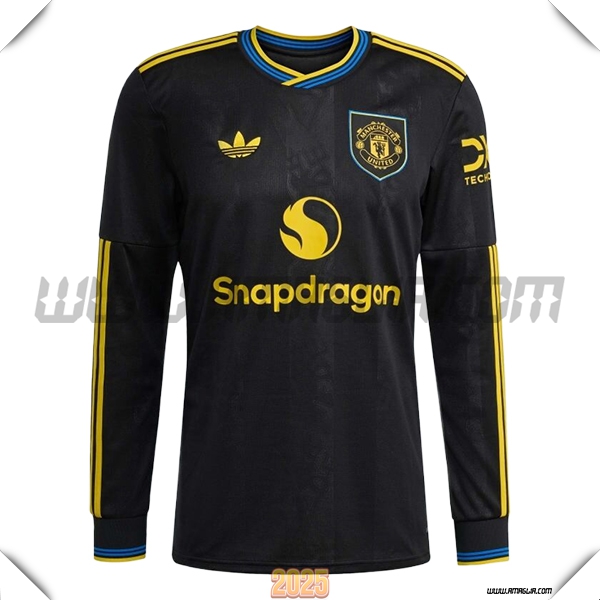 Nuovo Maglia da Manchester United Maniche lunghe Terzo 2025 2026 Nero