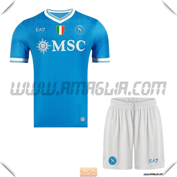 Nuovo Maglia da SSC Napoli Bambino Prima 2025 2026 Azzurro Cielo