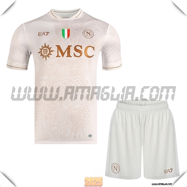 Nuovo Maglia da SSC Napoli Bambino Seconda 2025 2026 Bianco