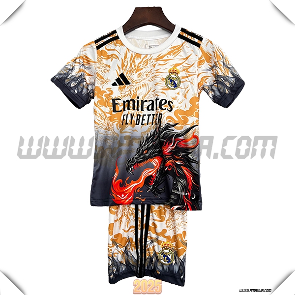 Maglia Calcio Real Madrid Bambino Edizione Speciale Arancia/Nero 2025 2026