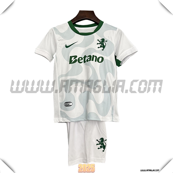 Nuovo Maglia da Sporting Bambino Seconda 2025 2026 Bianco