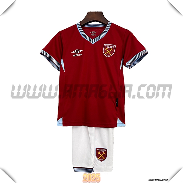 Nuovo Maglia da West Ham Bambino Prima 2025 2026 Rosso