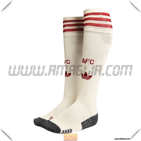 Terzo Calzini Calcio FC Arsenal 2025 2026 Bianco/Rosso