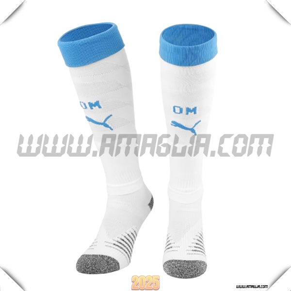 Prima Calzini Calcio Marsiglia OM 2025 2026 Bianco/Blu
