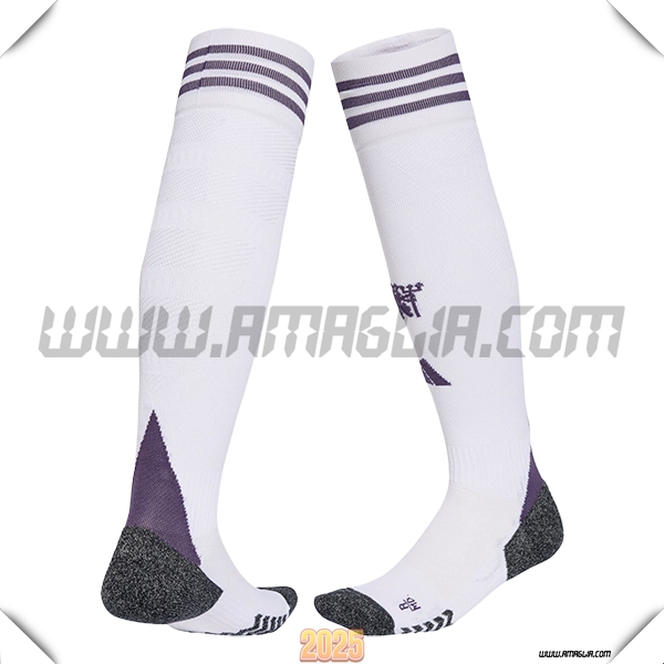 Seconda Calzini Calcio Manchester United 2025 2026 Bianco