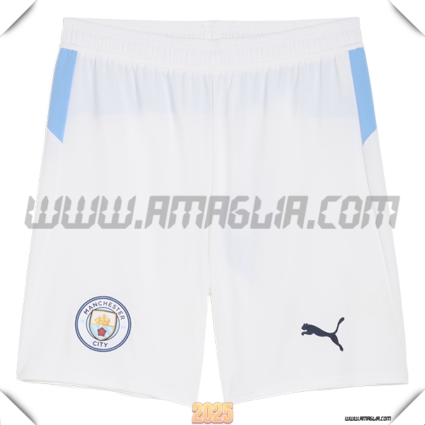 Prima Pantaloncini Manchester City 2025 2026 Bianco