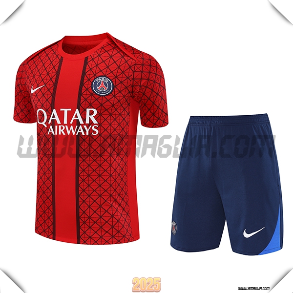 Kit Maglia Allenamento PSG Rosso 2025 2026 -02