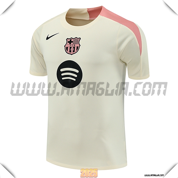 Maglietta Allenamento FC Barcellona Beige/Rosa 2025 2026