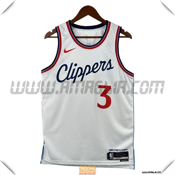 Maglia Los Angeles Clippers (PAUL #3) 2025/26 Bianco/Rosso