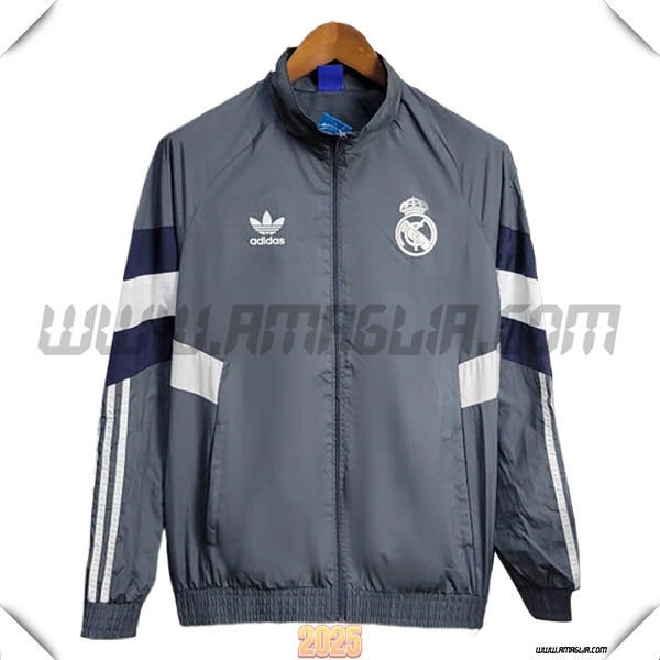 Giacca A Vento Real Madrid Grigio/Bianco 2025 2026