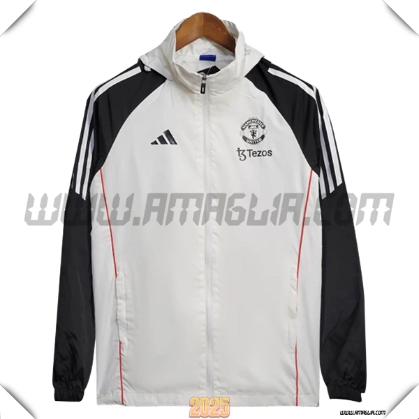 Giacca A Vento Manchester United Bianco/Nero 2025 2026