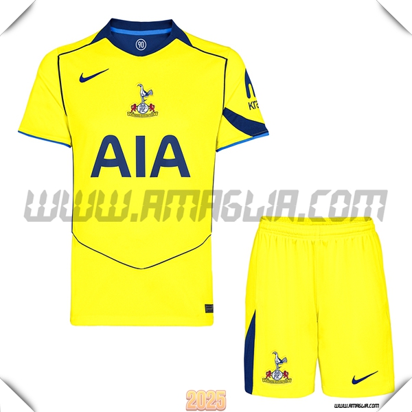 Kit Maglia da Tottenham Hotspurs Terzo + Pantaloncini GIALLO 2025 2026