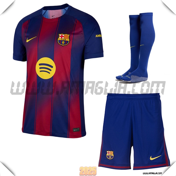 Kit Maglia da FC Barcellona Prima (Pantaloncini + Calzini) Rosso/Blu 2025 2026