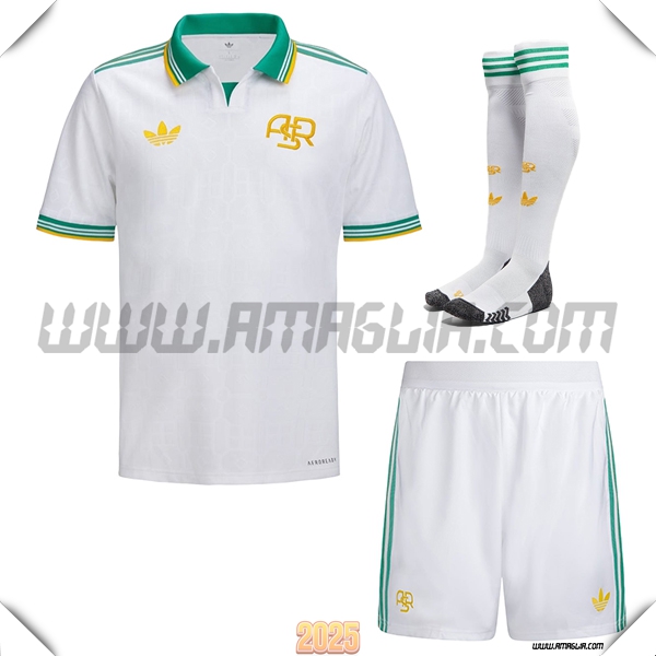 Kit Maglia da AS Roma Terzo (Pantaloncini + Calzini) Bianco 2025 2026