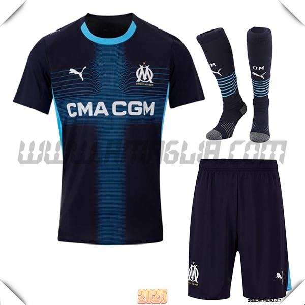 Kit Maglia da Marsiglia OM Seconda (Pantaloncini + Calzini) Nero 2025 2026
