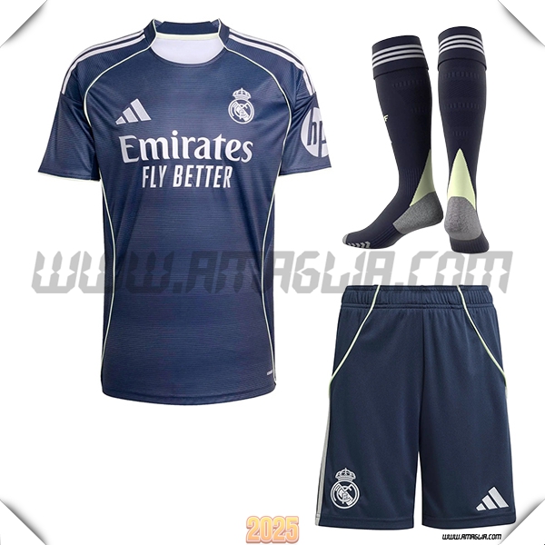 Kit Maglia da Real Madrid Seconda (Pantaloncini + Calzini) Nero 2025 2026