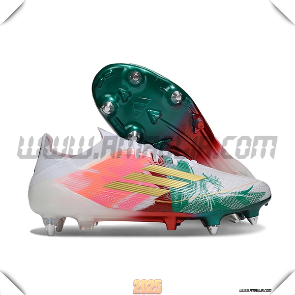 Adidas Scarpe Da Calcio F50 Elite SG Bianco/Rosa/Verde/Giallo