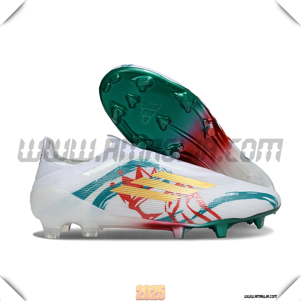 Adidas Scarpe Da Calcio F50 Elite Laceless FG Bianco/Verde/Giallo/Rosso