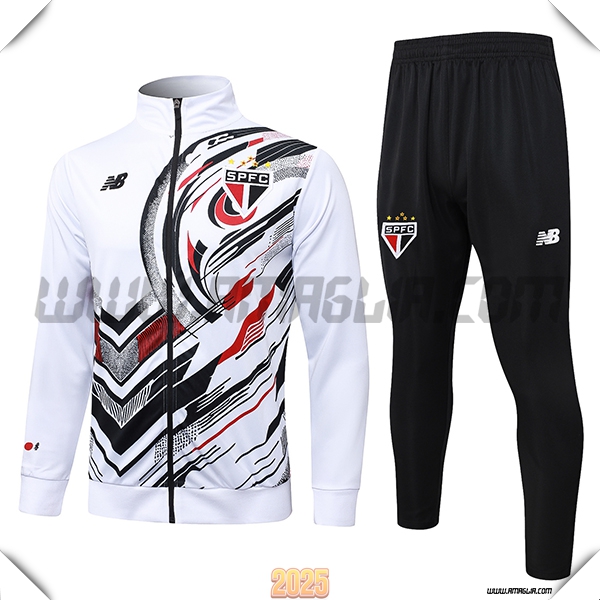 Tuta Calcio Giacca Sao Paulo FC Bianco/Nero/Rosso 2025 2026