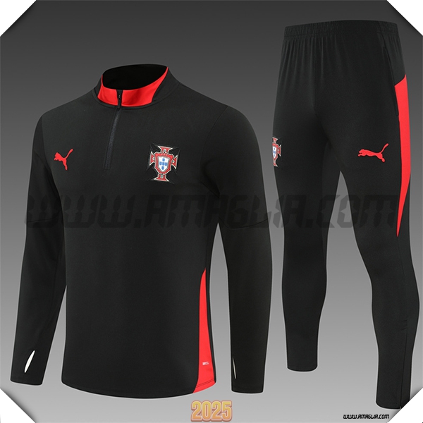 Tuta Calcio Portogallo Bambino Nero/Rosso 2025 2026