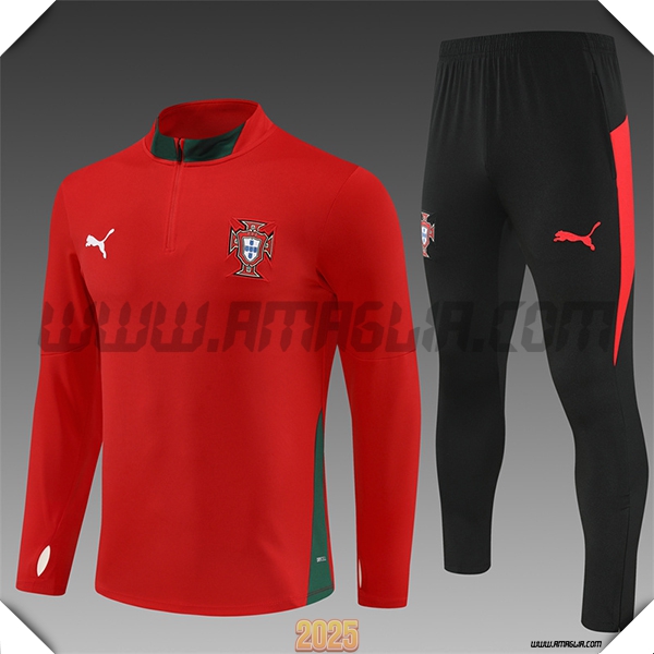 Tuta Calcio Portogallo Bambino Rosso/Verde 2025 2026