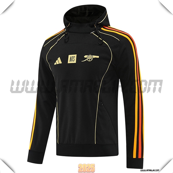 Felpa Allenamento Cappuccio Arsenal Nero/Arancia 2025 2026
