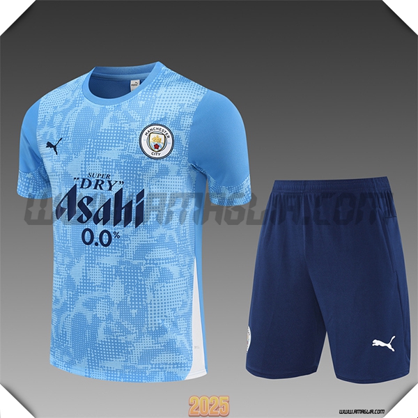 Kit Maglia Allenamento Manchester City Bambino Blu 2025 2026
