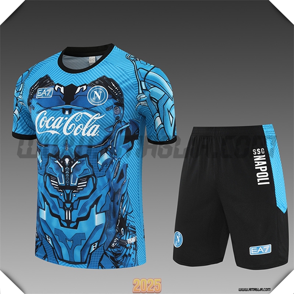 Kit Maglia Allenamento SSC Napoli Bambino Blu/Nero 2025 2026