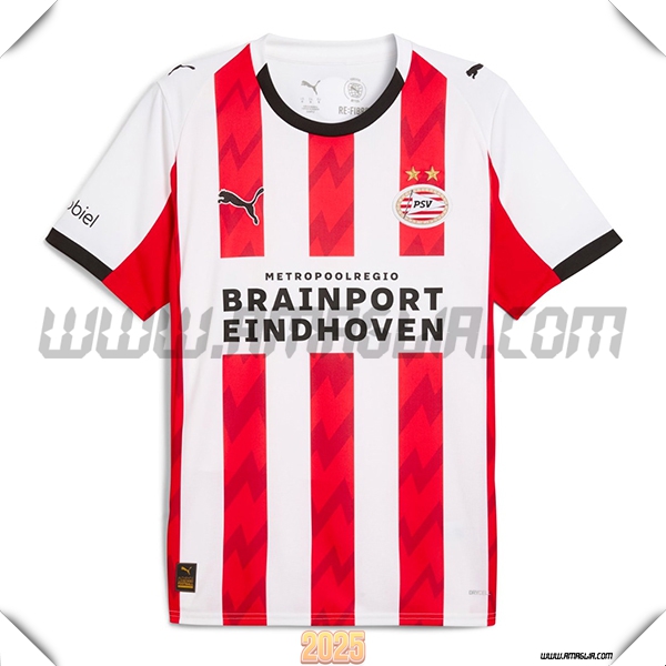 Nuovo Maglia da PSV Eindhoven Prima 2025 2026 Bianco/Rosso