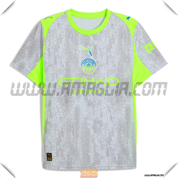 Nuovo Maglia da Manchester City Terzo 2025 2026 Grigio/Verde