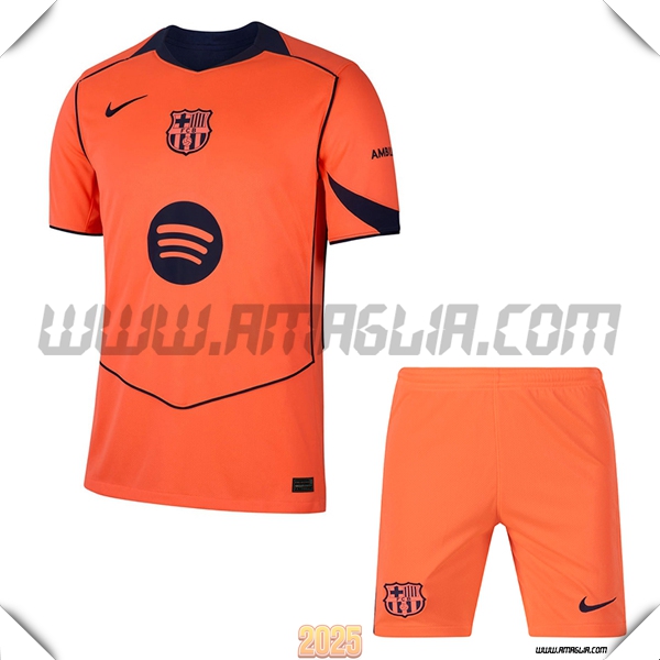 Nuovo Maglia da FC Barcellona Bambino Terzo 2025 2026 Arancia