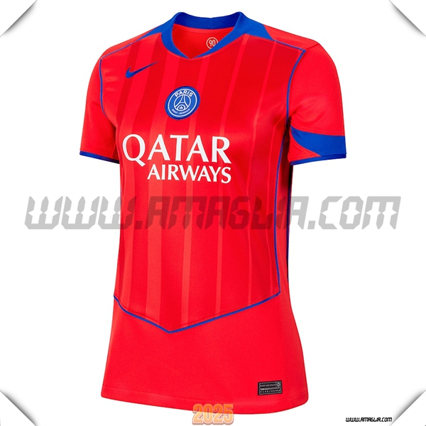 Nuovo Maglia da Paris PSG Donne Terzo 2025 2026 Rosso