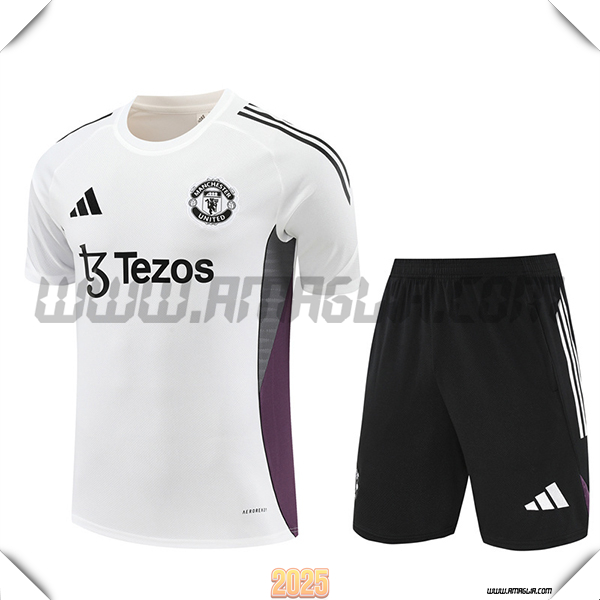 Kit Maglia Allenamento Manchester United Bianco/Grigio/viola 2025 2026