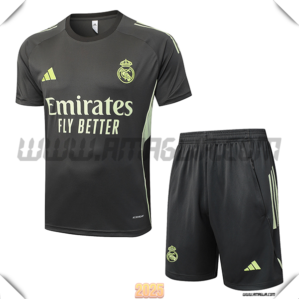 Kit Maglia Allenamento Real Madrid Grigio/Ver 2025 2026